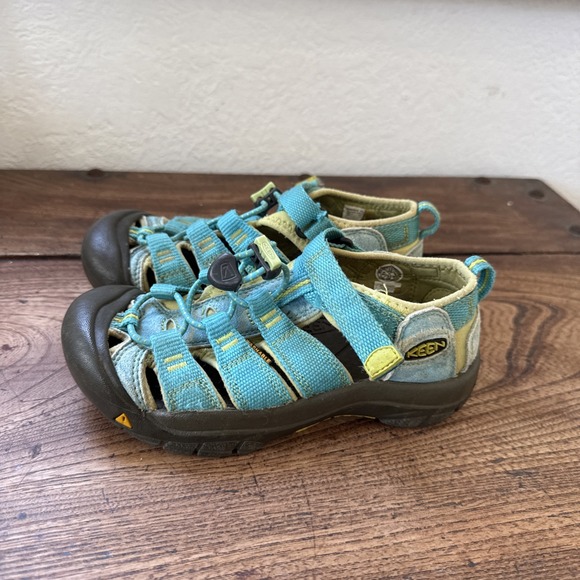 Keen Sz 13 Toddler Sandals Hiking Waterproof Newport H2 Sandals Turquoise Yellow - Picture 1 of 9